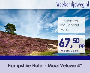 Weekendjeweg - Hampshire Hotel - Mooi Veluwe 3* vanaf 135,-.