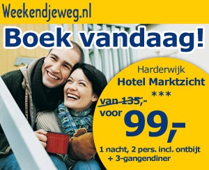 Weekendjeweg - Harderwijk, Hotel Marktzicht 3* Vanaf 99,00.