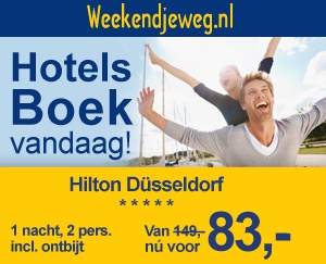 Weekendjeweg - Hilton Düsseldorf 5* vanaf 83,40. Weekendjeweg - Hilton Düsseldorf 5* vanaf 83,40.