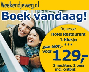 Weekendjeweg - Hotel Restaurant 't Klokje 3* vanaf 129,-.