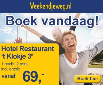 Weekendjeweg - Hotel Restaurant 't Klokje 3* vanaf 69,-.