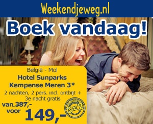Weekendjeweg - Hotel Sunparks Kempense Meren 3* vanaf 149,-. Weekendjeweg - Hotel Sunparks Kempense Meren 3* vanaf 149,-.