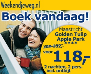 Weekendjeweg - Maastricht, Golden Tulip Apple Park 4* Vanaf 118,00.