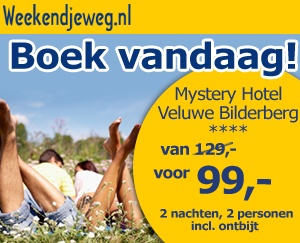 Weekendjeweg - Mystery Hotel Veluwe Bilderberg 4* vanaf 104,-. Weekendjeweg - Mystery Hotel Veluwe Bilderberg 4* vanaf 104,-.