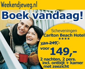 Weekendjeweg - Scheveningen, Carlton Beach Hotel 4* Vanaf 149,00. Weekendjeweg - Scheveningen, Carlton Beach Hotel 4* Vanaf 149,00.