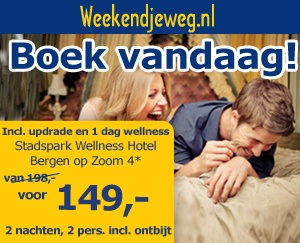 Weekendjeweg - Stadspark Wellness Hotel Bergen op Zoom 4* vanaf 149,-.