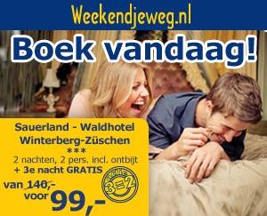 Weekendjeweg - Waldhotel Winterberg-Züschen 3* vanaf 99,-. Weekendjeweg - Waldhotel Winterberg-Züschen 3* vanaf 99,-.