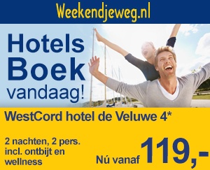 Weekendjeweg - WestCord hotel de Veluwe 4* vanaf 119,-.